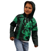 Hawaiian Tribal Kid Hoodie Polynesian Kakau Turtle - Green - Wonder Print Shop