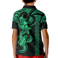 Hawaiian Tribal Kid Polo Shirt Polynesian Kakau Turtle - Green - Wonder Print Shop