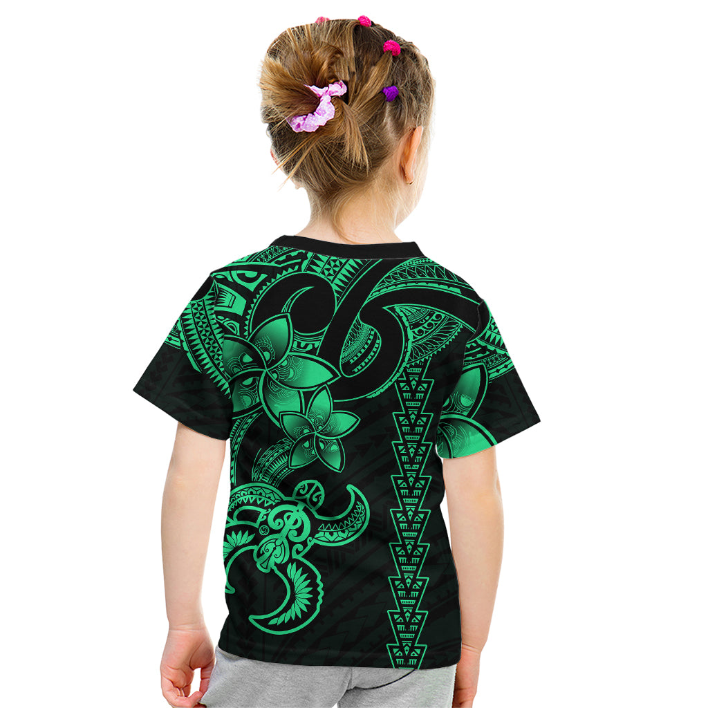 Hawaiian Tribal Kid T Shirt Polynesian Kakau Turtle - Green - Wonder Print Shop