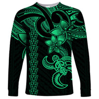 Hawaiian Tribal Long Sleeve Shirt Polynesian Kakau Turtle - Green - Wonder Print Shop