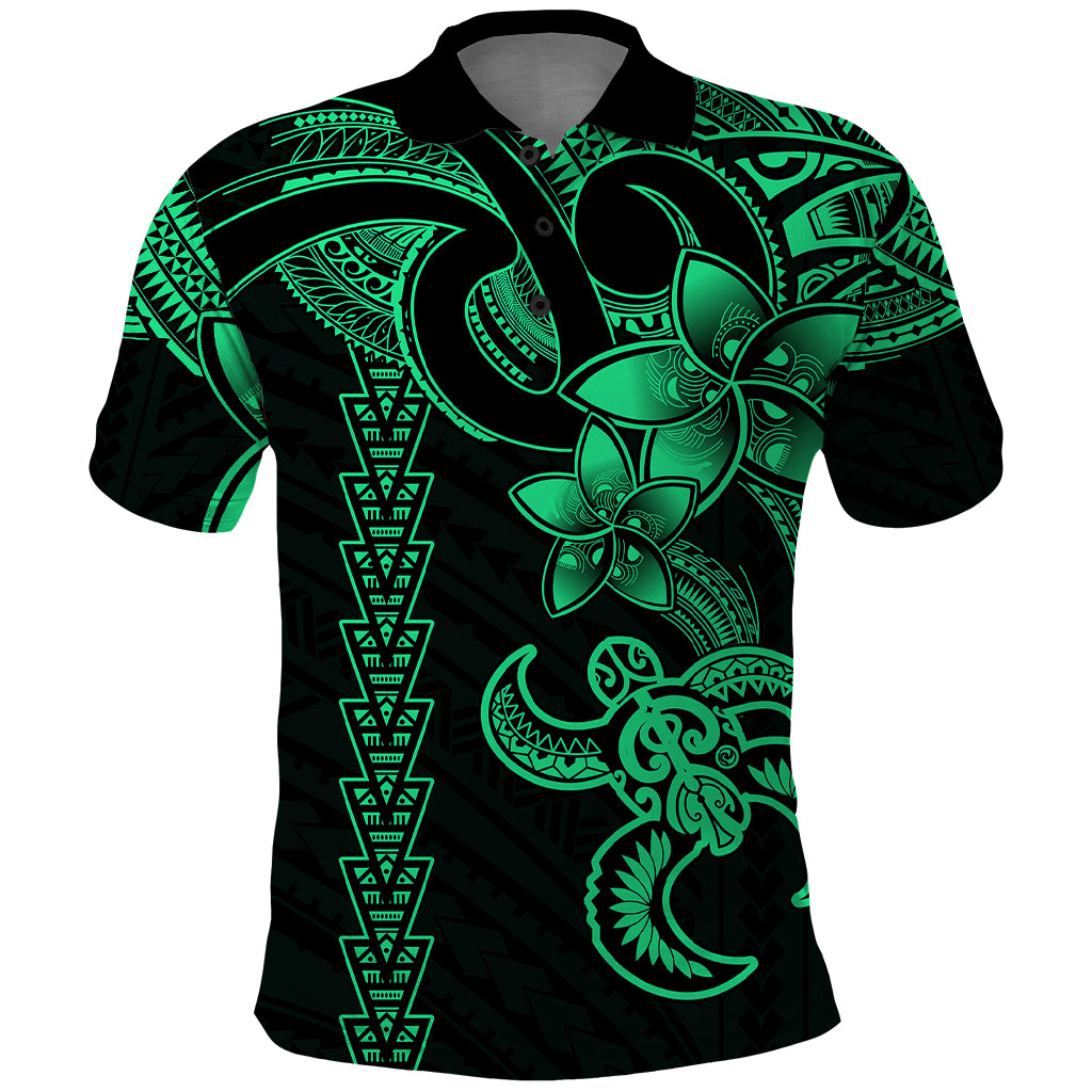 Hawaiian Tribal Polo Shirt Polynesian Kakau Turtle - Green - Wonder Print Shop