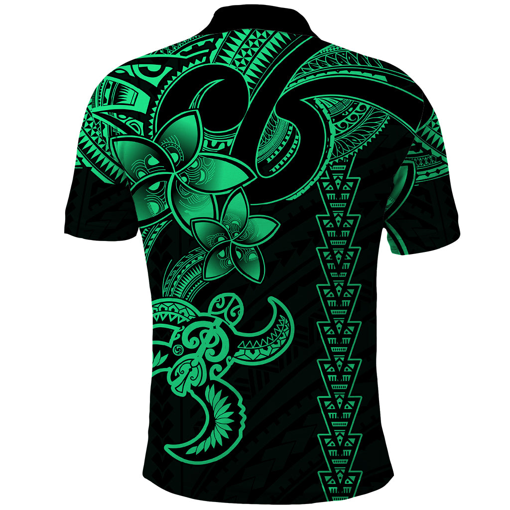 Hawaiian Tribal Polo Shirt Polynesian Kakau Turtle - Green - Wonder Print Shop