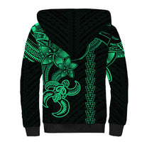 Hawaiian Tribal Sherpa Hoodie Polynesian Kakau Turtle - Green - Wonder Print Shop