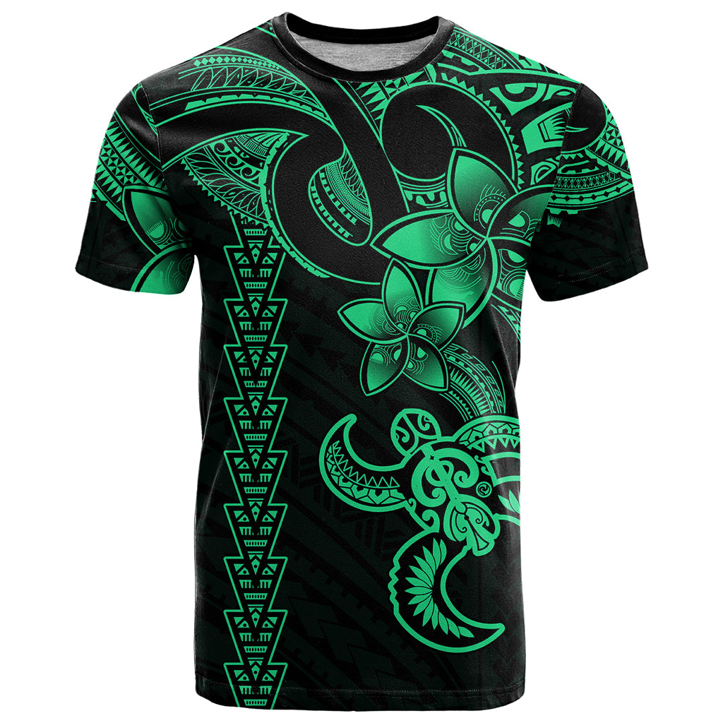 Hawaiian Tribal T Shirt Polynesian Kakau Turtle - Green - Wonder Print Shop