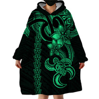 Hawaiian Tribal Wearable Blanket Hoodie Polynesian Kakau Turtle - Green - Wonder Print Shop