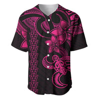 Hawaiian Tribal Baseball Jersey Polynesian Kakau Turtle - Pink LT9 - Wonder Print Shop