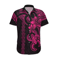 Hawaiian Tribal Hawaiian Shirt Polynesian Kakau Turtle - Pink - Wonder Print Shop