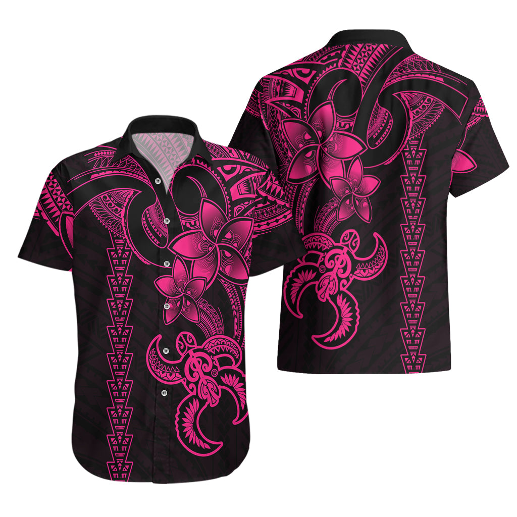 Hawaiian Tribal Hawaiian Shirt Polynesian Kakau Turtle - Pink - Wonder Print Shop