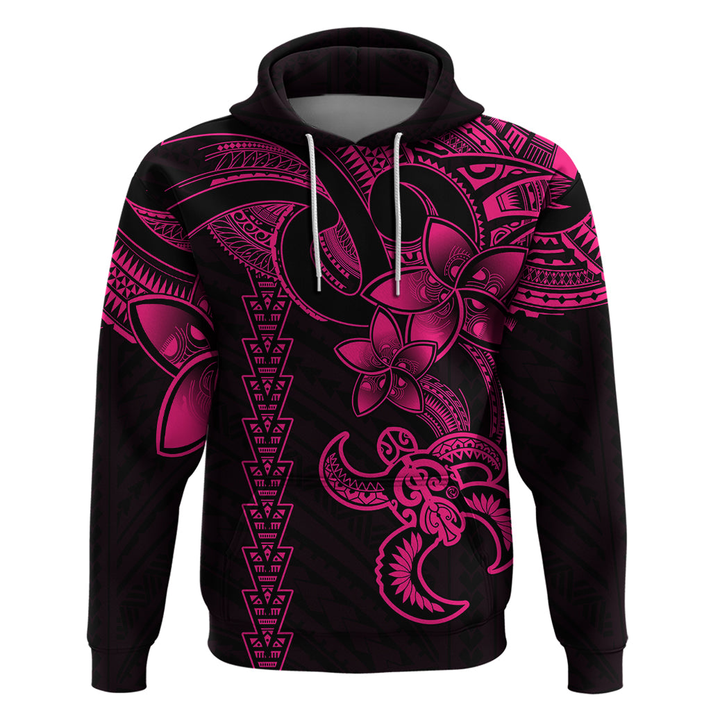 Hawaiian Tribal Hoodie Polynesian Kakau Turtle - Pink - Wonder Print Shop
