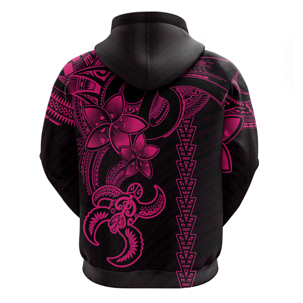 Hawaiian Tribal Hoodie Polynesian Kakau Turtle - Pink - Wonder Print Shop