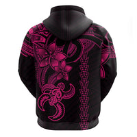 Hawaiian Tribal Hoodie Polynesian Kakau Turtle - Pink - Wonder Print Shop
