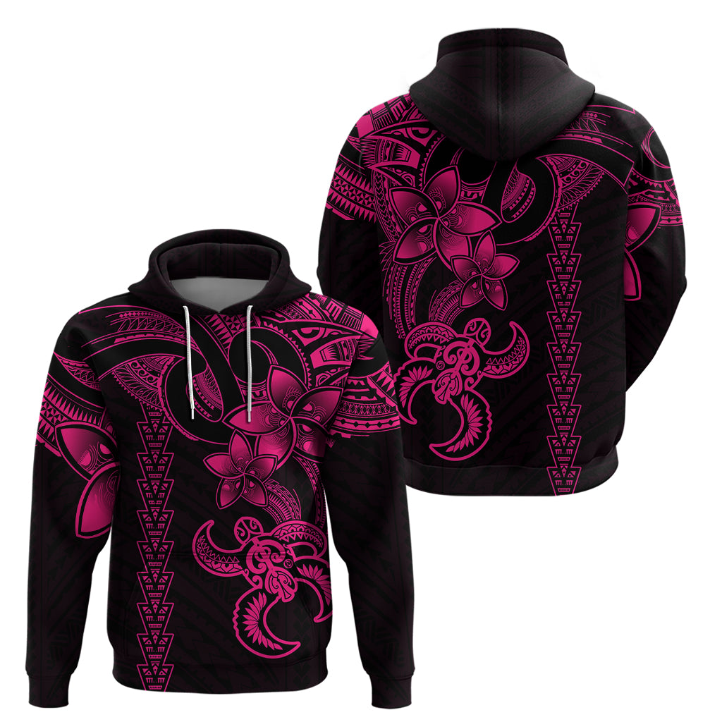 Hawaiian Tribal Hoodie Polynesian Kakau Turtle - Pink - Wonder Print Shop