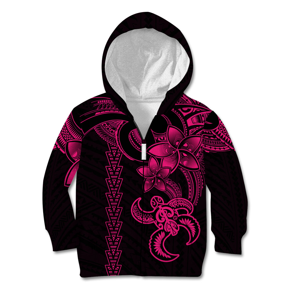 Hawaiian Tribal Kid Hoodie Polynesian Kakau Turtle - Pink - Wonder Print Shop