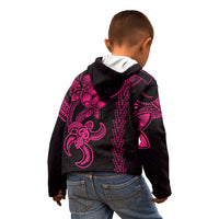 Hawaiian Tribal Kid Hoodie Polynesian Kakau Turtle - Pink - Wonder Print Shop