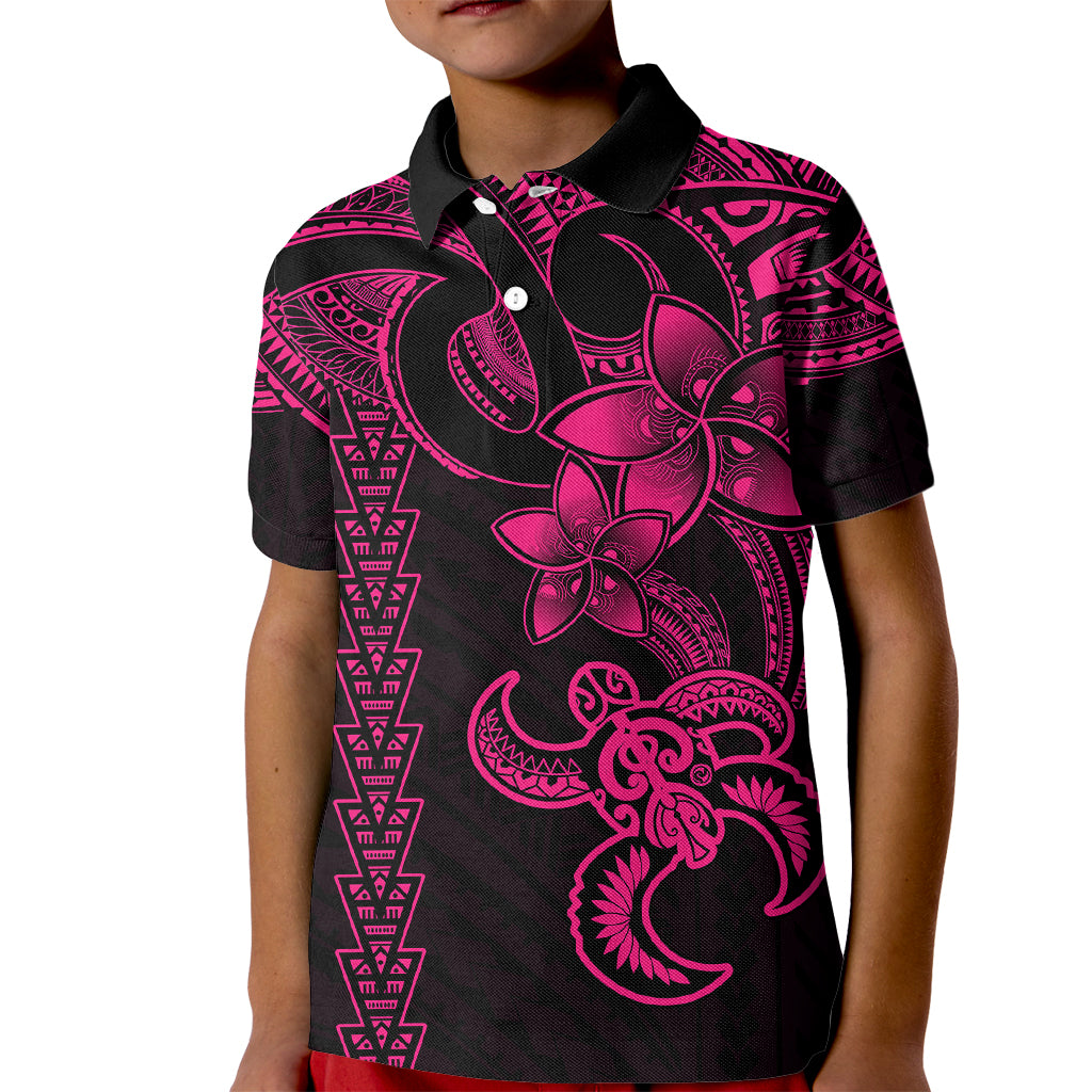 Hawaiian Tribal Kid Polo Shirt Polynesian Kakau Turtle - Pink - Wonder Print Shop
