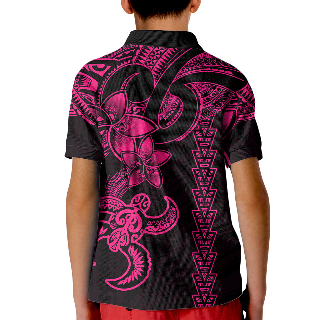 Hawaiian Tribal Kid Polo Shirt Polynesian Kakau Turtle - Pink - Wonder Print Shop
