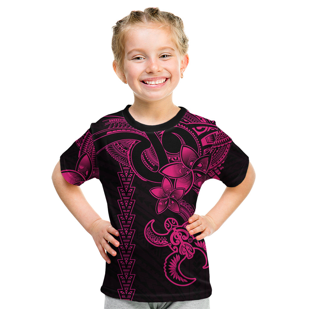Hawaiian Tribal Kid T Shirt Polynesian Kakau Turtle - Pink - Wonder Print Shop