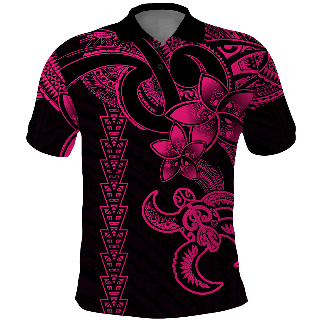 Hawaiian Tribal Polo Shirt Polynesian Kakau Turtle - Pink - Wonder Print Shop