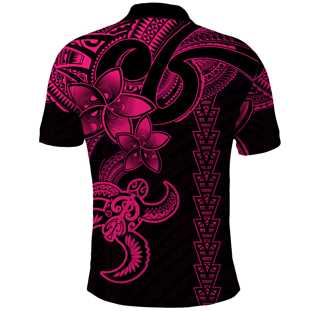 Hawaiian Tribal Polo Shirt Polynesian Kakau Turtle - Pink - Wonder Print Shop