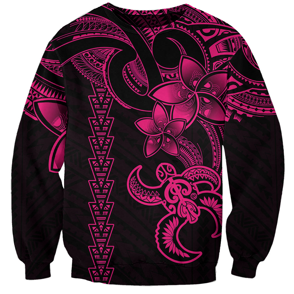 Hawaiian Tribal Sweatshirt Polynesian Kakau Turtle - Pink - Wonder Print Shop