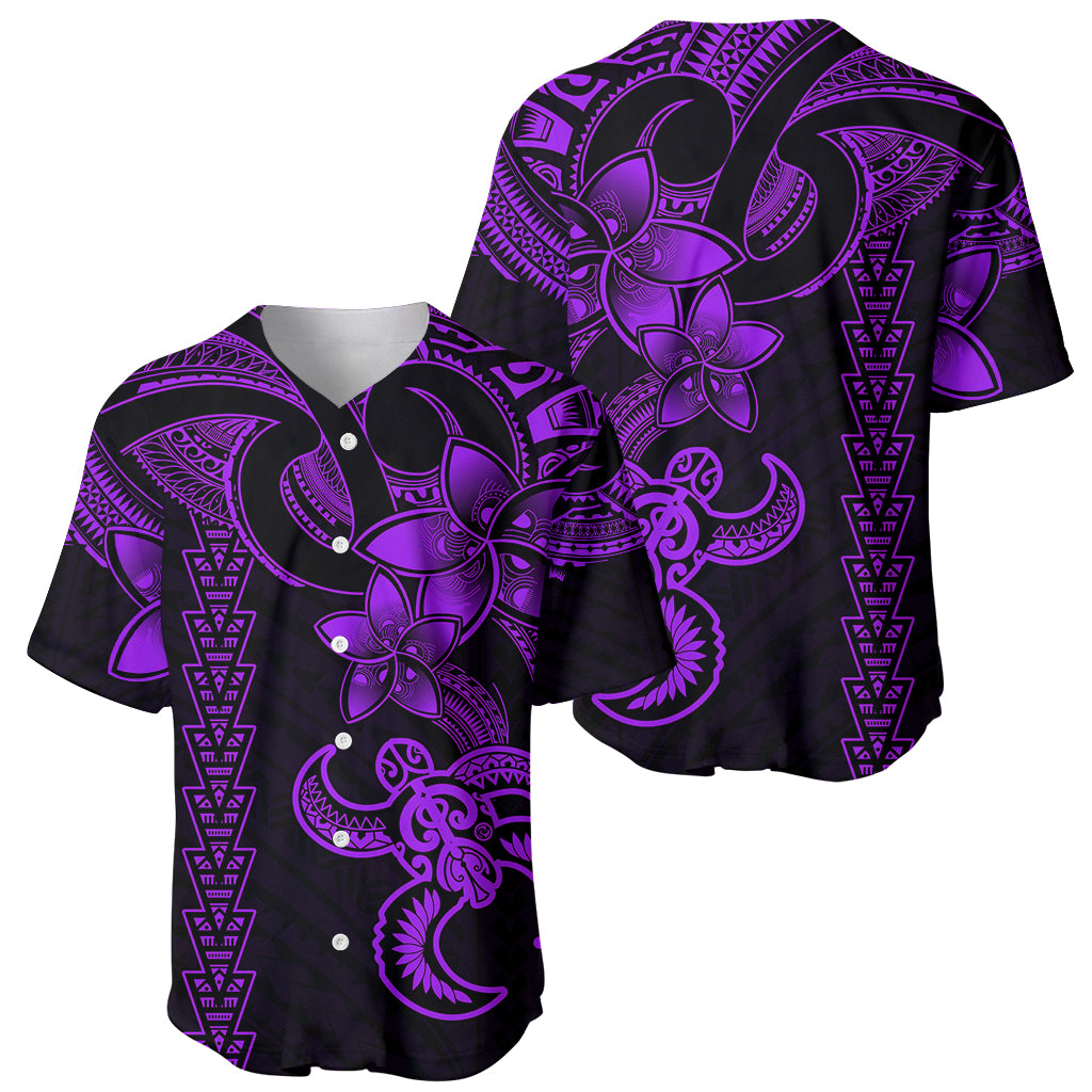 Hawaiian Tribal Baseball Jersey Polynesian Kakau Turtle - Purple LT9 - Wonder Print Shop