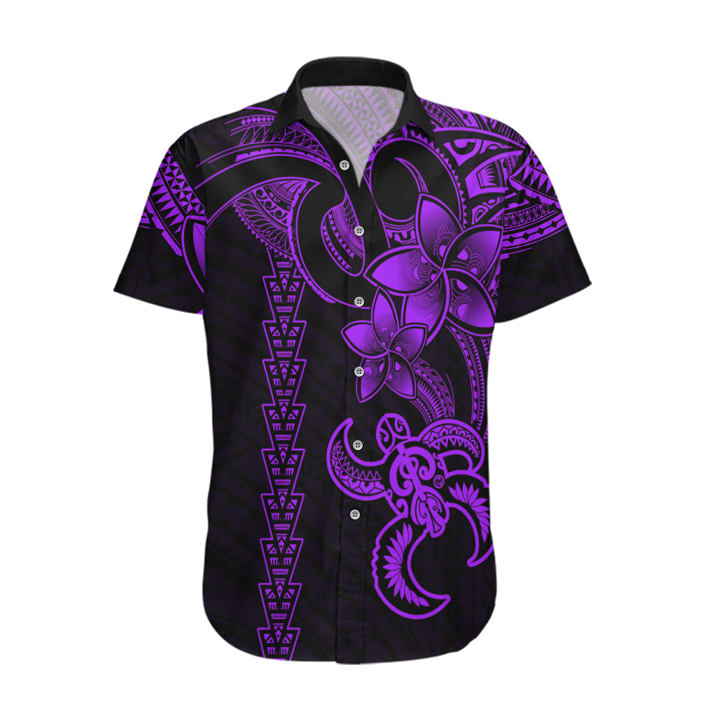Hawaiian Tribal Hawaiian Shirt Polynesian Kakau Turtle - Purple - Wonder Print Shop