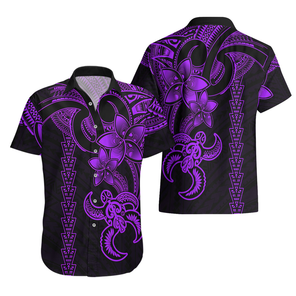 Hawaiian Tribal Hawaiian Shirt Polynesian Kakau Turtle - Purple - Wonder Print Shop