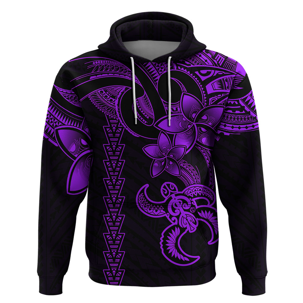 Hawaiian Tribal Hoodie Polynesian Kakau Turtle - Purple - Wonder Print Shop