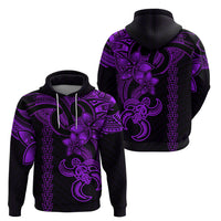 Hawaiian Tribal Hoodie Polynesian Kakau Turtle - Purple - Wonder Print Shop
