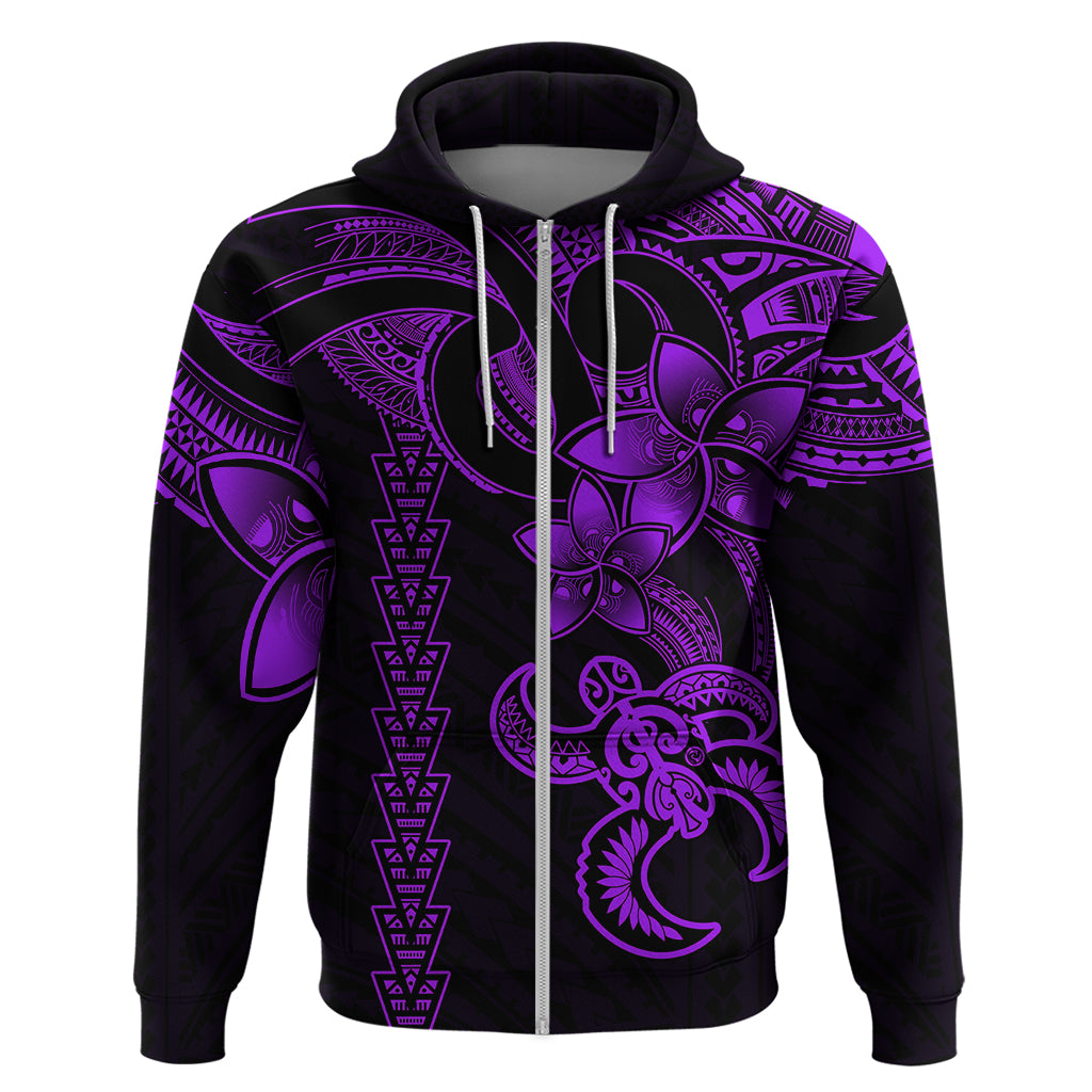 Hawaiian Tribal Hoodie Polynesian Kakau Turtle - Purple - Wonder Print Shop