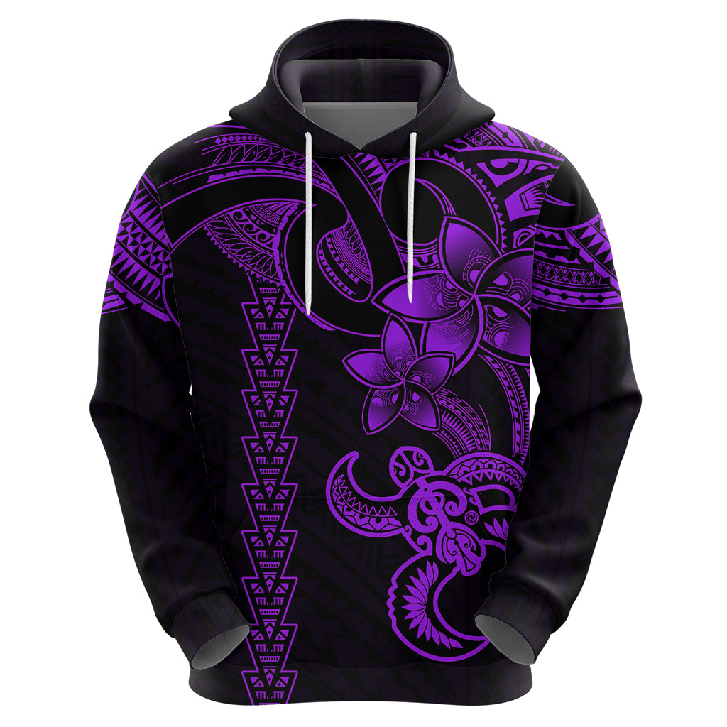Hawaiian Tribal Hoodie Polynesian Kakau Turtle - Purple - Wonder Print Shop