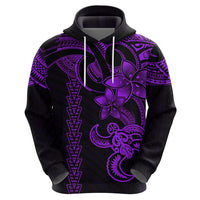 Hawaiian Tribal Hoodie Polynesian Kakau Turtle - Purple - Wonder Print Shop