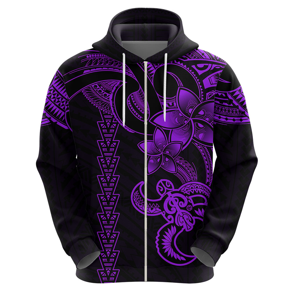Hawaiian Tribal Hoodie Polynesian Kakau Turtle - Purple - Wonder Print Shop