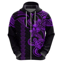 Hawaiian Tribal Hoodie Polynesian Kakau Turtle - Purple - Wonder Print Shop