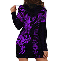 Hawaiian Tribal Hoodie Dress Polynesian Kakau Turtle - Purple - Wonder Print Shop