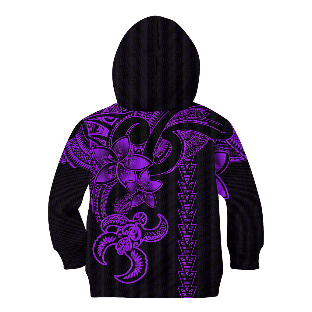 Hawaiian Tribal Kid Hoodie Polynesian Kakau Turtle - Purple - Wonder Print Shop