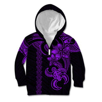 Hawaiian Tribal Kid Hoodie Polynesian Kakau Turtle - Purple - Wonder Print Shop