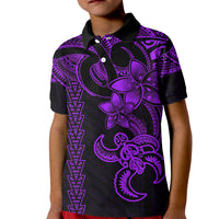 Hawaiian Tribal Kid Polo Shirt Polynesian Kakau Turtle - Purple - Wonder Print Shop