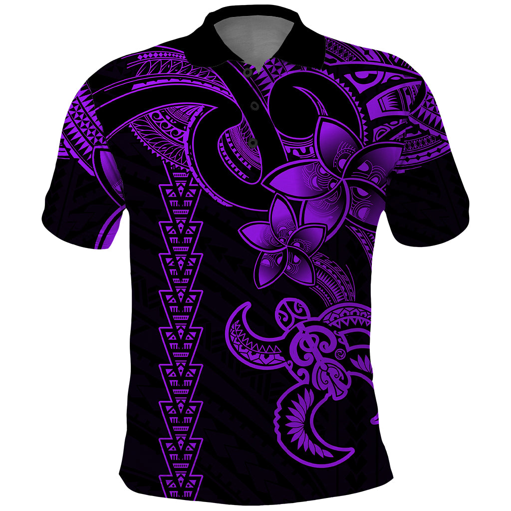 Hawaiian Tribal Polo Shirt Polynesian Kakau Turtle - Purple - Wonder Print Shop