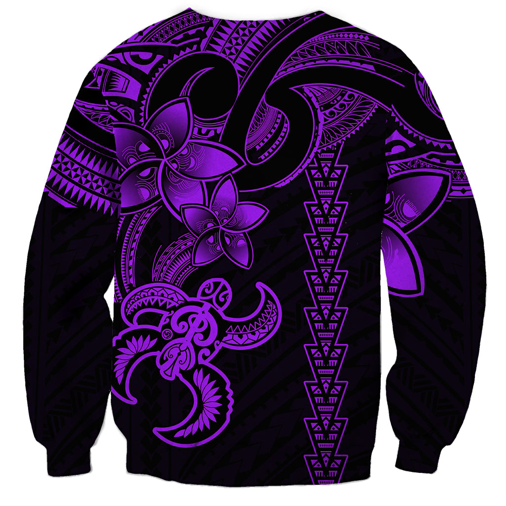 Hawaiian Tribal Sweatshirt Polynesian Kakau Turtle - Purple - Wonder Print Shop