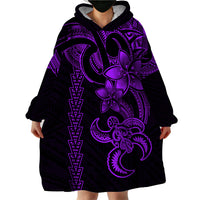 Hawaiian Tribal Wearable Blanket Hoodie Polynesian Kakau Turtle - Purple - Wonder Print Shop