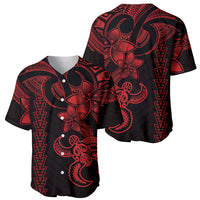 Hawaiian Tribal Baseball Jersey Polynesian Kakau Turtle - Red LT9 - Wonder Print Shop