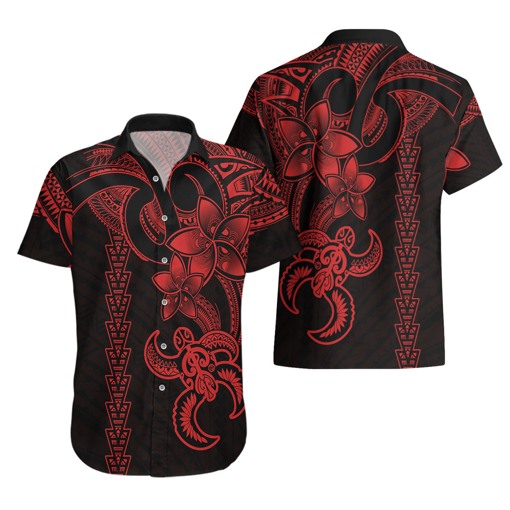 Hawaiian Tribal Hawaiian Shirt Polynesian Kakau Turtle - Red - Wonder Print Shop