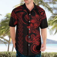 Hawaiian Tribal Hawaiian Shirt Polynesian Kakau Turtle - Red - Wonder Print Shop