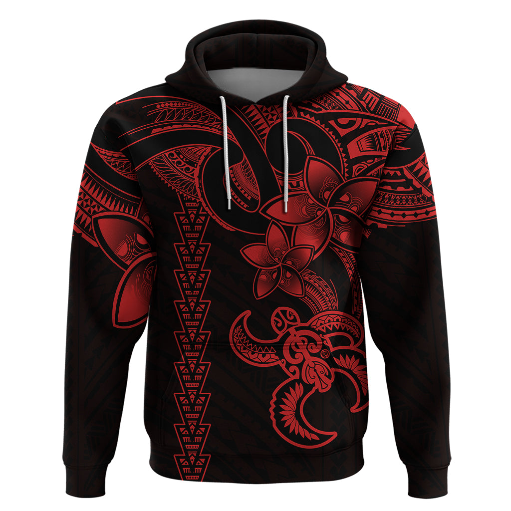 Hawaiian Tribal Hoodie Polynesian Kakau Turtle - Red - Wonder Print Shop