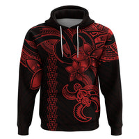 Hawaiian Tribal Hoodie Polynesian Kakau Turtle - Red - Wonder Print Shop