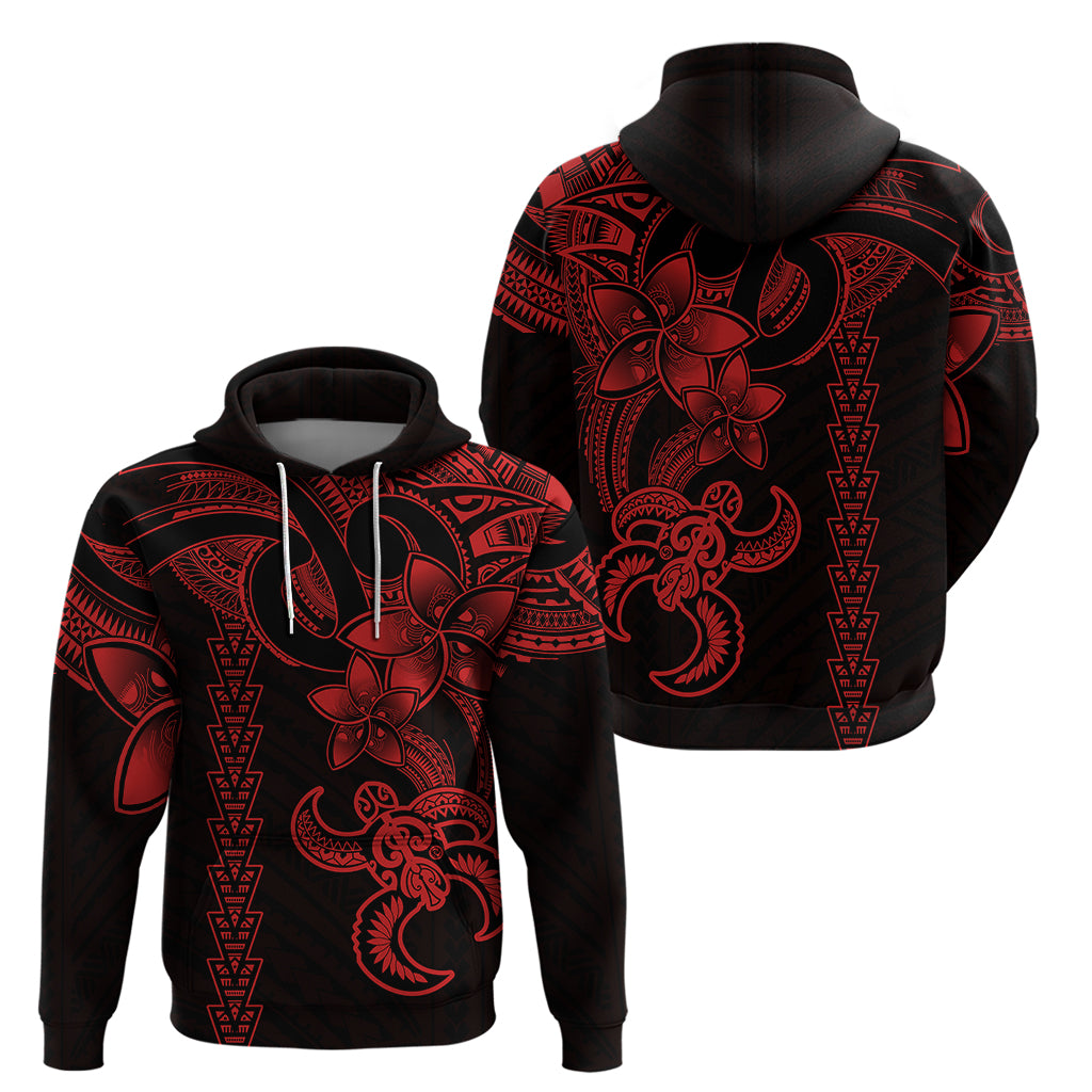Hawaiian Tribal Hoodie Polynesian Kakau Turtle - Red - Wonder Print Shop