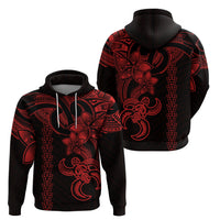 Hawaiian Tribal Hoodie Polynesian Kakau Turtle - Red - Wonder Print Shop