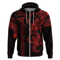 Hawaiian Tribal Hoodie Polynesian Kakau Turtle - Red - Wonder Print Shop