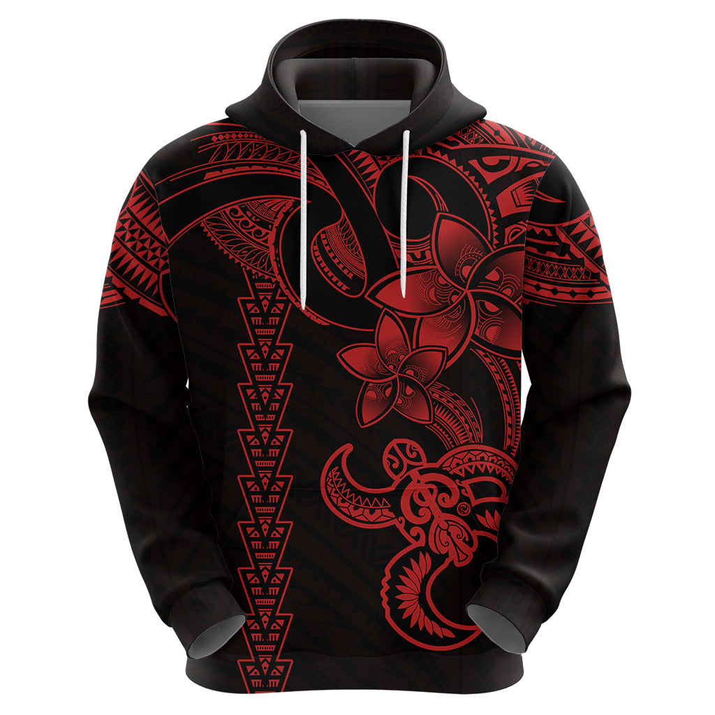 Hawaiian Tribal Hoodie Polynesian Kakau Turtle - Red - Wonder Print Shop